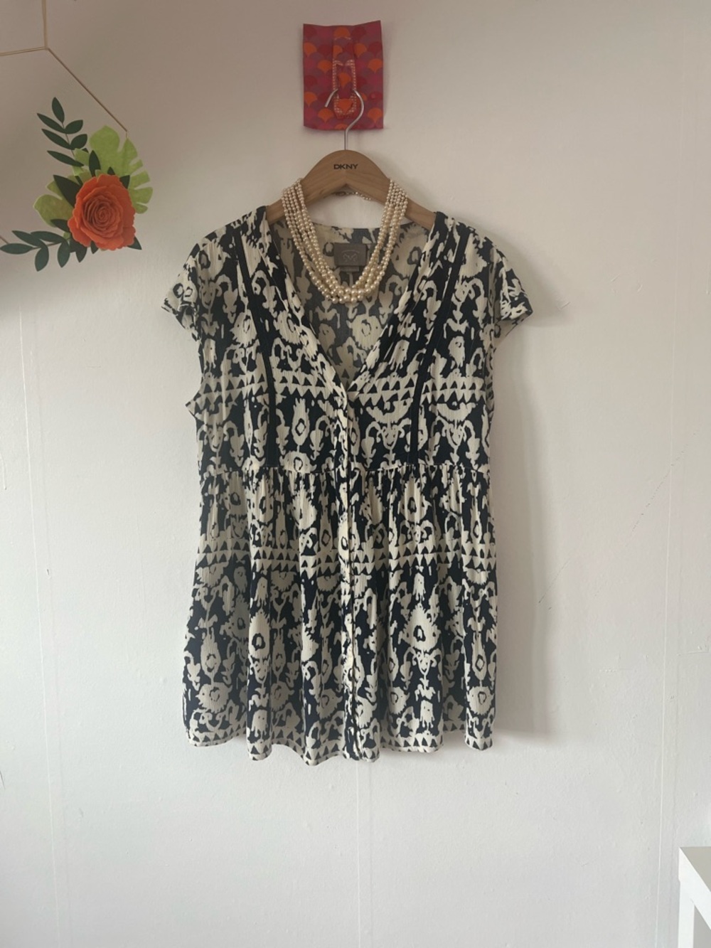 EUC Vanessa Virginia Sz M Ikat Babydoll Button-down tunic dress Anthropologie